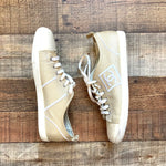 Pre-Owned Chanel Gold Cloth Embroidered Logo Trainer Sneakers- Size 39 (US 8, see notes)