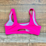 No Brand Hot Pink Front and Back Cut Outs Padded Bikini Top- Size XL (we have matching bottoms)