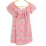 Vine & Love Off the Shoulder Striped Ruffle Top- Size S