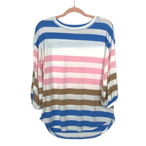 My Story Striped 3/4 Balloon Sleeve Top- Size S (See Notes)