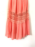 Flying Tomato Coral Strapless Maxi with Crochet Lace Detail- Size S