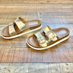Mad Love Gold Double Strap Keava Footbed Sandals- Size 7 (see notes)