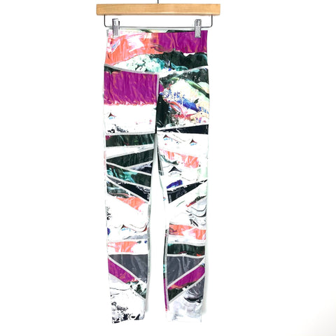 Lululemon Multicolor Marble Print High Waist With Exposed Seam Detail Capri Leggings- Size ~4 (Inseam 24")(See Notes)