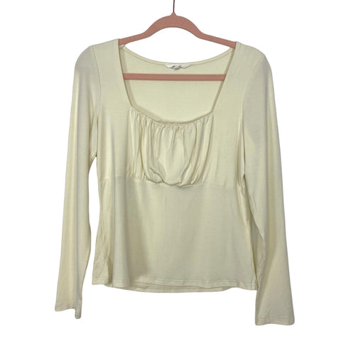 Amaryllis Cream Ruched Long Sleeve Top- Size XL (sold out online, see notes)