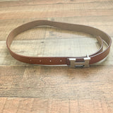 Brown H Silver Buckle Belt- Small/Medium