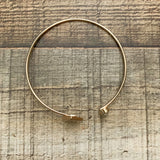 No Brand Gold Square Flower/Rhinestone Thin Cuff Bracelet