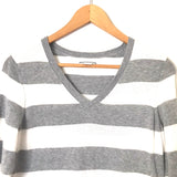 Amazon Essentials Grey/White Striped V Neck Sweater- Size S (see notes)