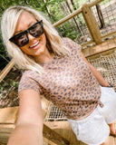 Abercrombie & Fitch Mocha Animal Print Front Knot Tee- Size M (sold out online)