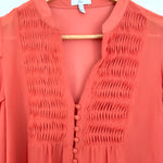 Joie Orange Button Up Peasant Blouse 100% Silk- Size XS