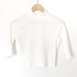 Reformation White Ribbed Mock Neck 3/4 Sleeve Crop Top- Size M