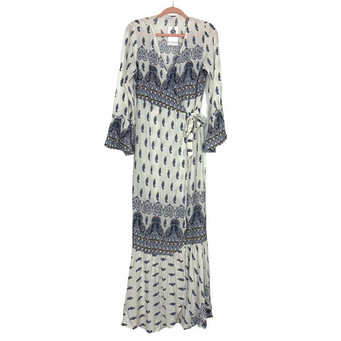 Sonja By Sonja Morgan White Paisley Print Wrap Dress NWT- Size ~S (see notes)