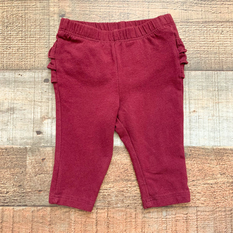 Old Navy Burgundy Ruffle Bottom Leggings- Size 0-3M