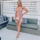Lulus Mauve Fitted Faux Wrap Front Dress- Size S