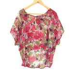 WallpapHER Floral High-Low Sheer Crop Top- Size M