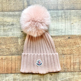 Moncler Blush Virgin Wool Knit Pom Beanie (sold out online, see notes)