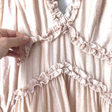 Saints + Secrets Blush Pink Ruffle Dress with Exposed Back- Size S (see notes)