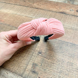 No Brand Pink Ribbed Top Knot Headband