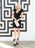 Camilyn Beth Little Black Opal Dress with Tulle Detail on Shoulders- Size 2