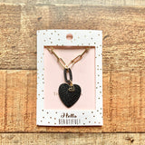 Treasure Jewels Black Heart Charm Necklace NWT