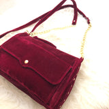 No Brand Velvet Maroon Cross Body Bag NWT