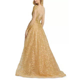 Mac Duggal Gold Lace and Beaded Gown NWT- Size 4