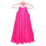 Macbeth Collection Hot Pink Laced Halter Top Dress- Size XS