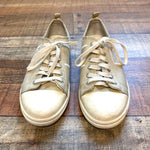 Pre-Owned Chanel Gold Cloth Embroidered Logo Trainer Sneakers- Size 39 (US 8, see notes)