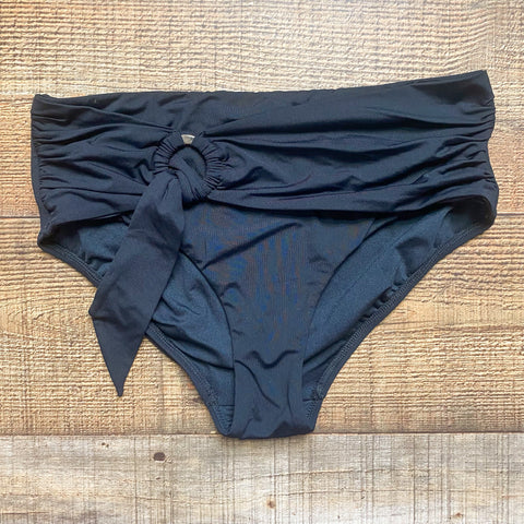 Sea Folly Black Faux Belt Bikini Bottoms- Size 4
