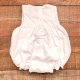 Smockingbird White Front Pleated Crochet Bubble Romper- Size 3M