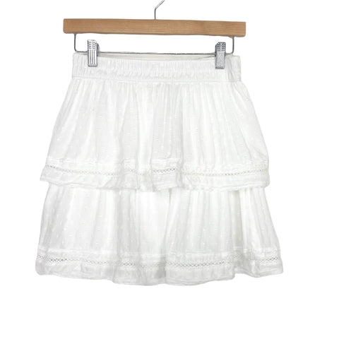 Loft White Tiered Skirt- Size XS