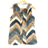 Davi & Dani Chevron Fur Vest- Size S