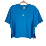 Adidas x Zoe Saldana Collection Blue Ribbed Performance Tee- Size XL (sold out online, see notes)