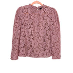 Vici Mauve Lace Overlay Long Sleeve Top- Size S