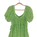 &Merci Lime Green Puff Sleeve Maxi Dress- Size L