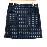 LOFT Black & Blue Patterned Skirt- Size 8