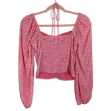 Abercrombie & Fitch Pink Floral Faux Silk Cinched with U-Shaped Hardware Top NWT- Size S (sold out online)