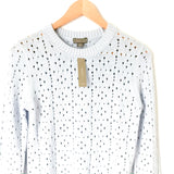 J Crew Point Sur Baby Blue Sweater with Holes NWT- Size XS