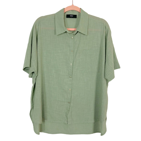 ABLE Green Front Pocket Button Up Collared Top- Size M