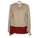 Skies Are Blue Tan and Brick Tie Sleeve Sweater NWT- Size S