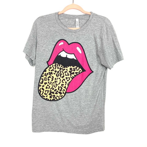 Bella + Canvas Grey Animal Print Tongue T-Shirt- Size M