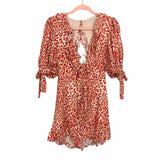 Petal + Pup Orange Animal Print Front Knot Open Back Romper NWT- Size S