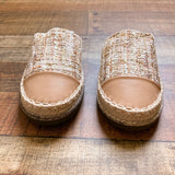 Swofeili Cream/Pink/Tan Tweed Espadrille Mule Sandals- Size 37/US 7 (BRAND NEW)