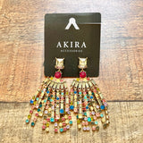 Akira Gold Mulit Color Rhinestone Earrings