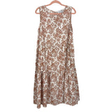 Petal + Pup Brown Floral Linen Tiered Midi Dress NWT- Size 10 (see notes)