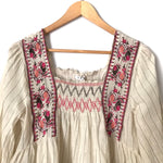 THML Smocked Embroidered Striped Bell Sleeve Top- Size S