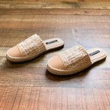 Swofeili Cream/Pink/Tan Tweed Espadrille Mule Sandals- Size 37/US 7 (BRAND NEW)