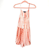 Amaryllis Pink Tie-Dye Front Tie Romper- Size XS