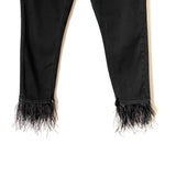 BLANKNYC Black Mid Rise Skinny Jeans with Detachable Feather Hem NWT- Size 28 (Inseam 22.5")