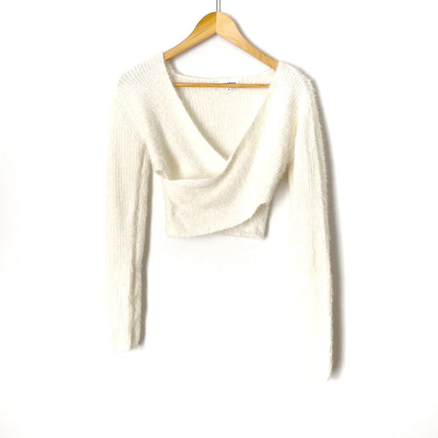 Superdown White Crossed Crop Sweater- Size S