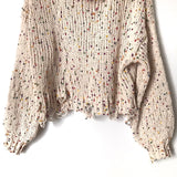 Main Strip Rainbow Flecked Knit Sweater Fringe Hem Sweater NWT- Size S